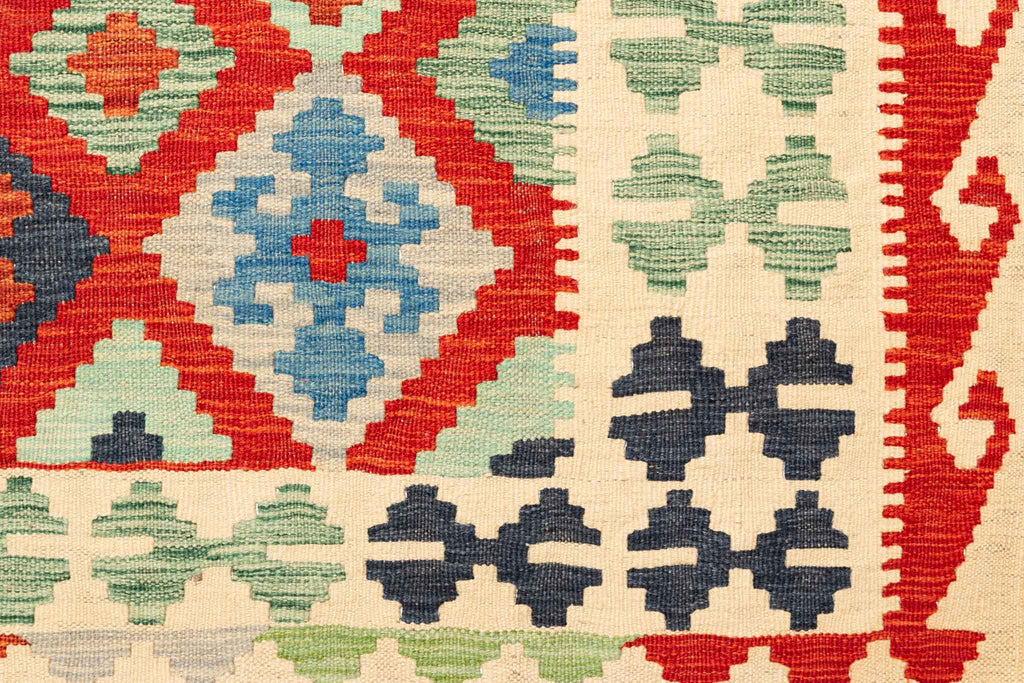 Handgewebter Kelim-Teppich aus Schurwolle, 202 × 297 cm