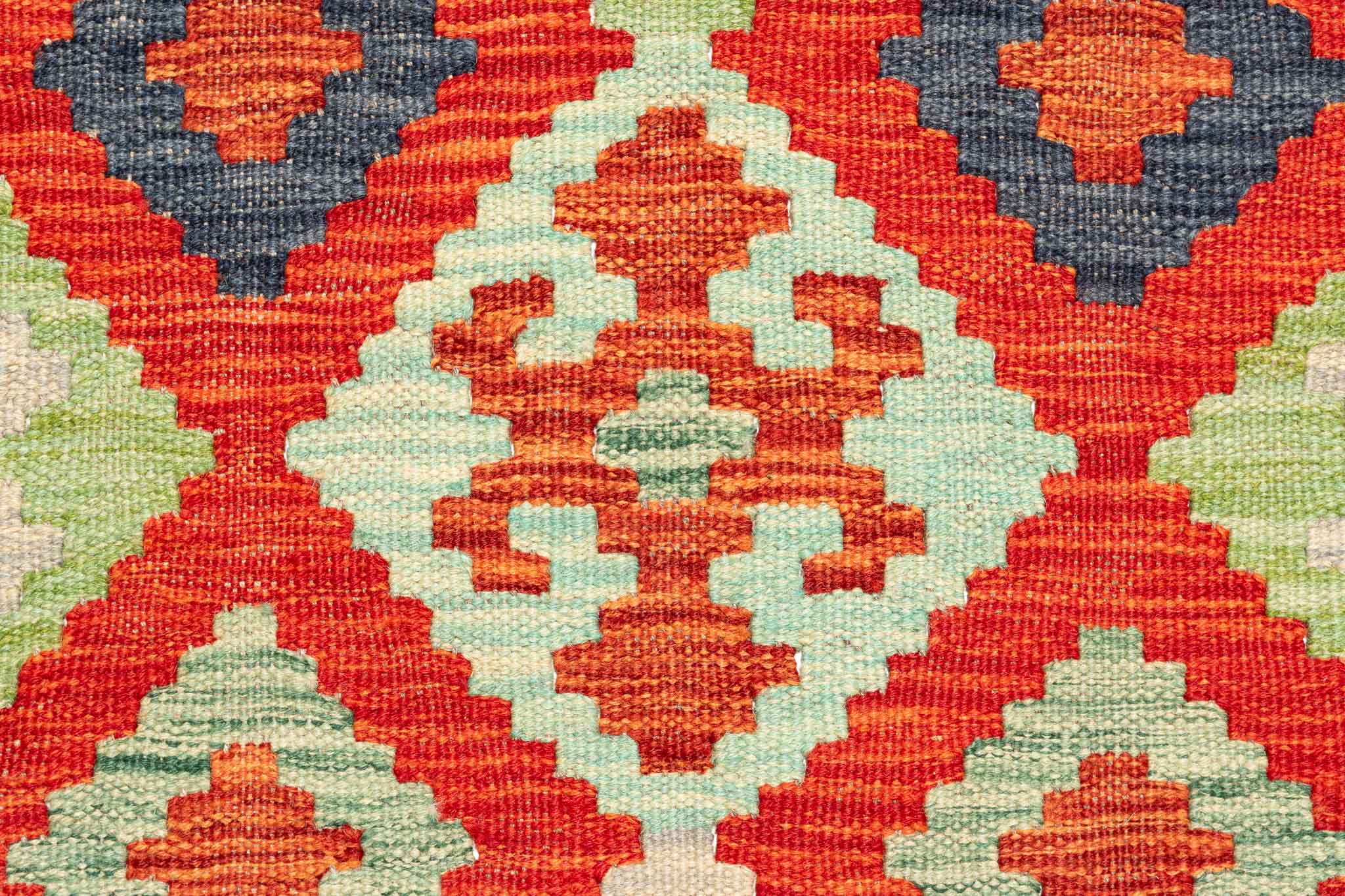 Handgewebter Kelim-Teppich aus Schurwolle, 202 × 297 cm