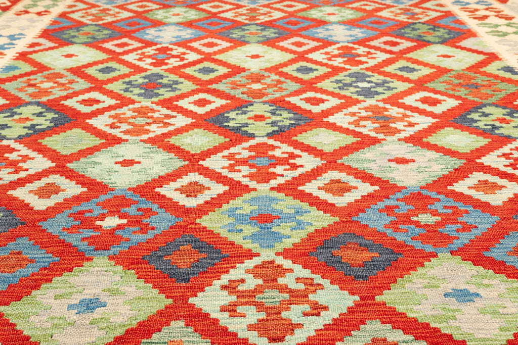 Handgewebter Kelim-Teppich aus Schurwolle, 202 × 297 cm