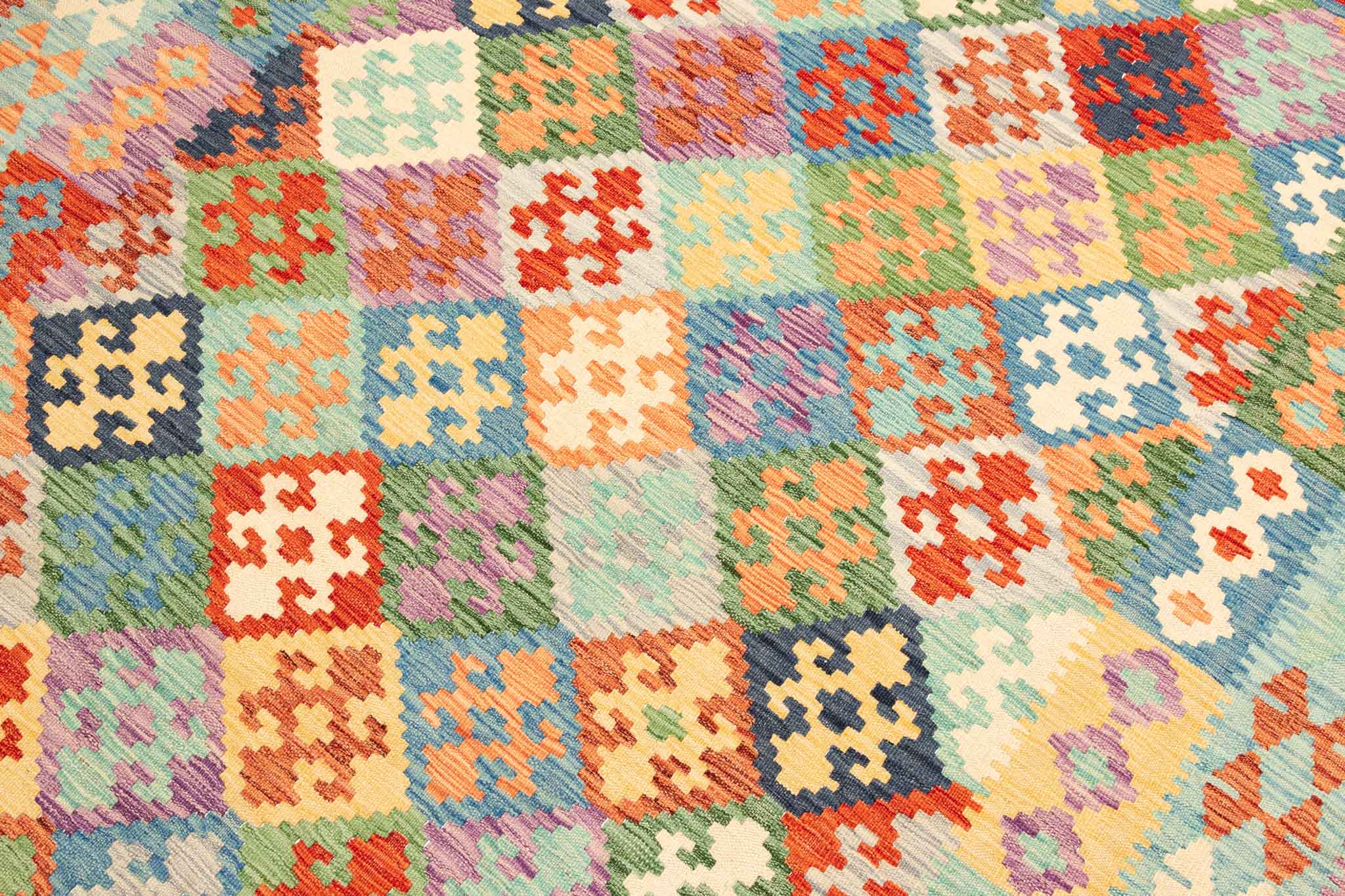 Handgewebter Kelim-Teppich aus Schurwolle, 200 × 299 cm