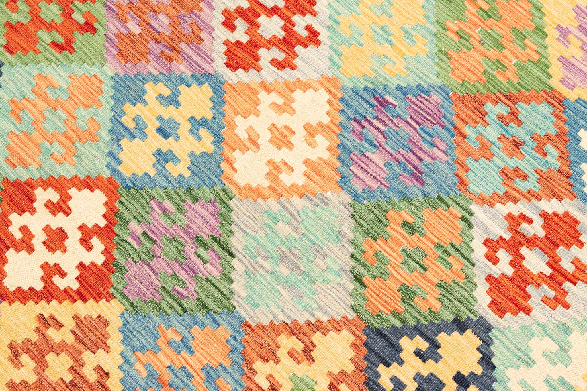 Handgewebter Kelim-Teppich aus Schurwolle, 200 × 299 cm