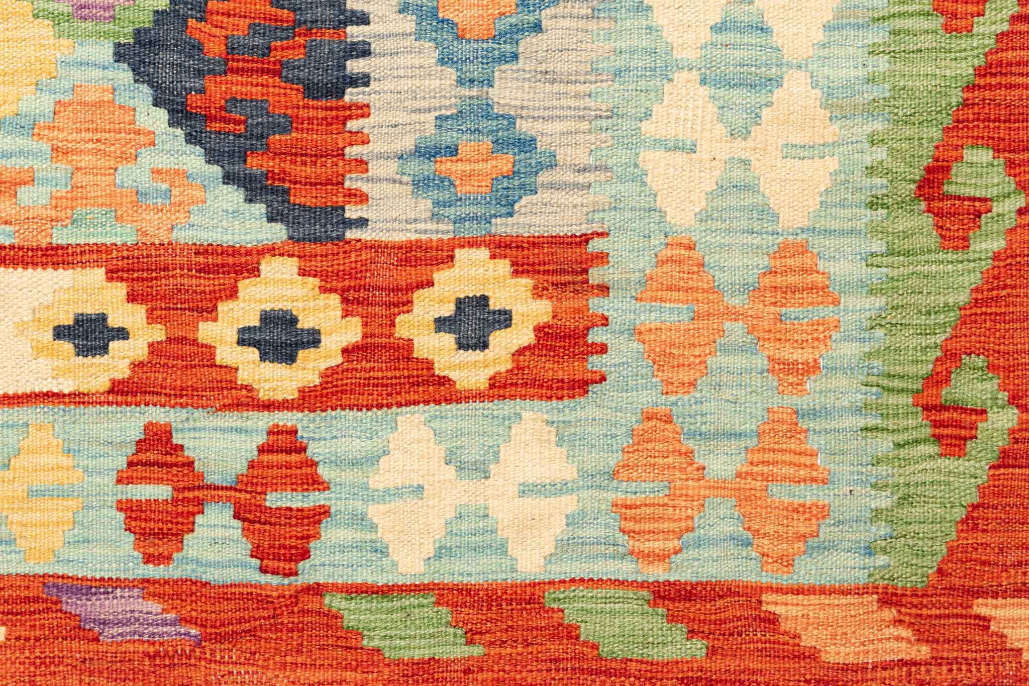 Handgewebter Kelim-Teppich aus Schurwolle, 200 × 299 cm