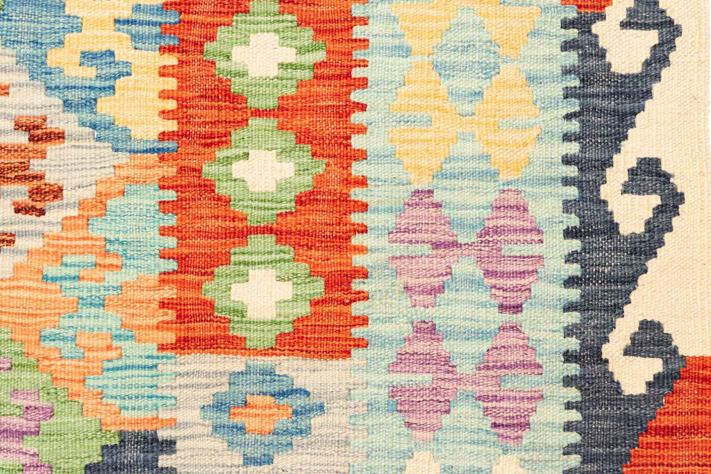 Handgewebter Kelim-Teppich aus Schurwolle, 200 × 299 cm