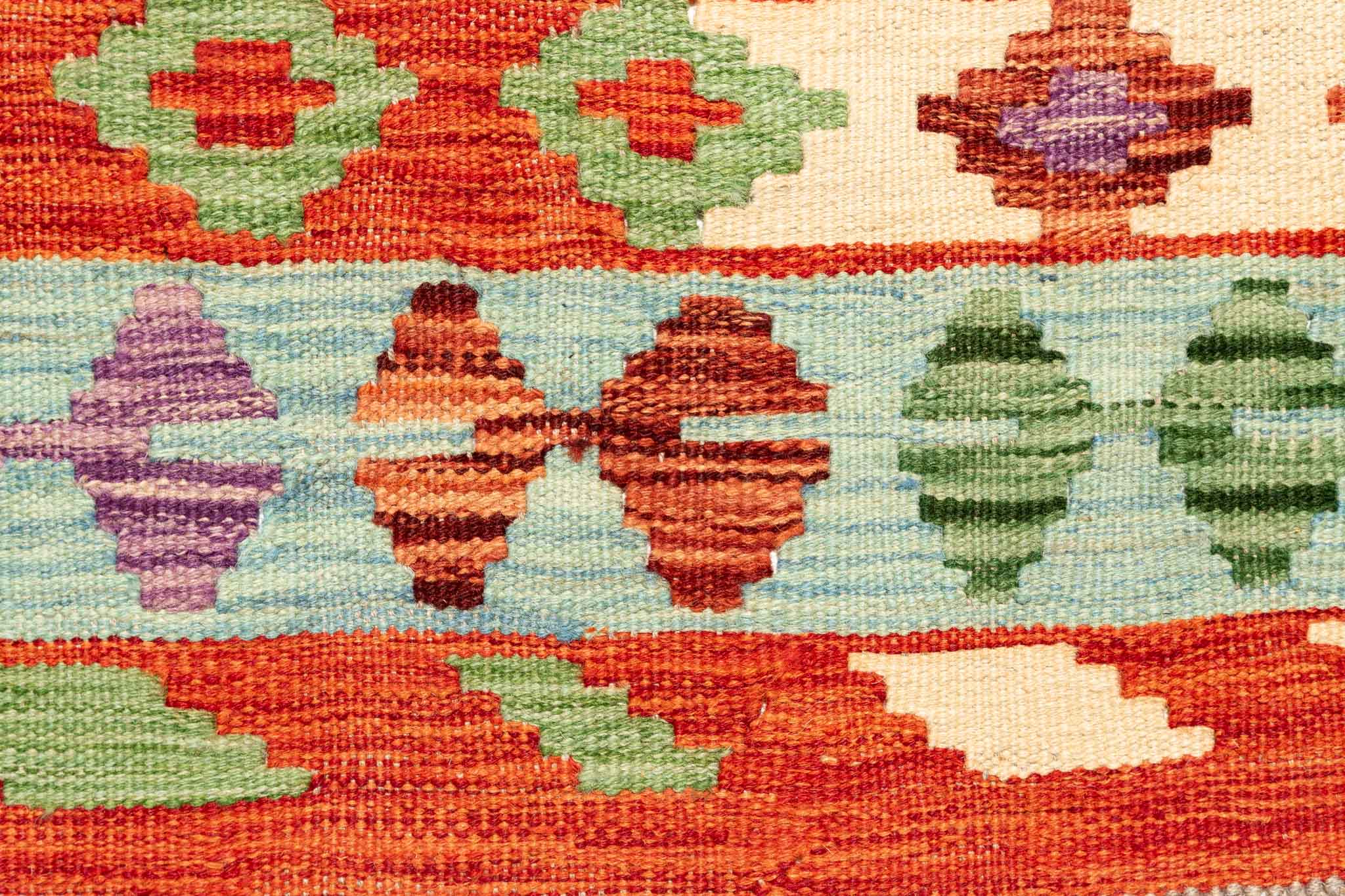Handgewebter Kelim-Teppich aus Schurwolle, 200 × 299 cm