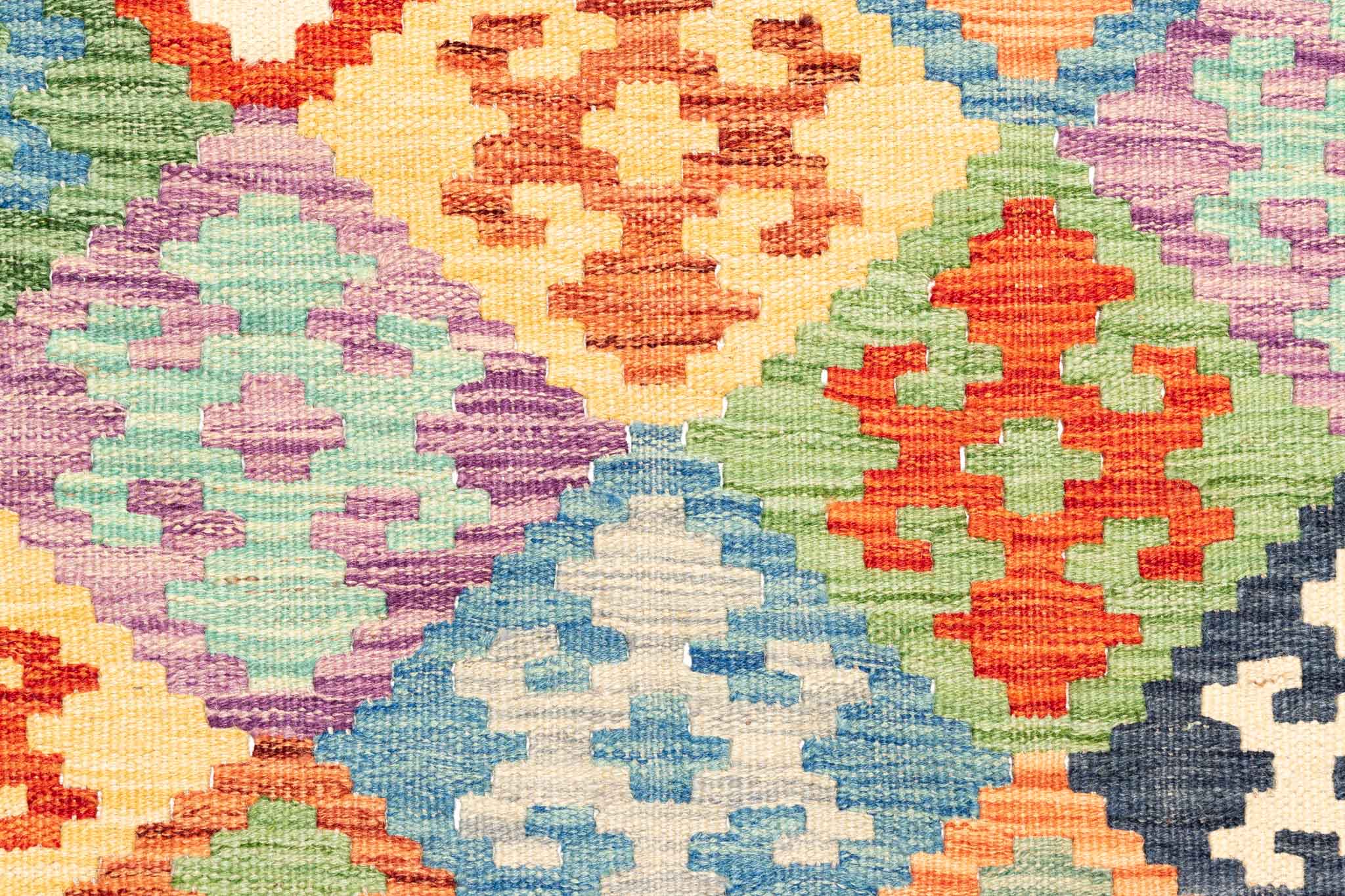 Handgewebter Kelim-Teppich aus Schurwolle, 200 × 299 cm