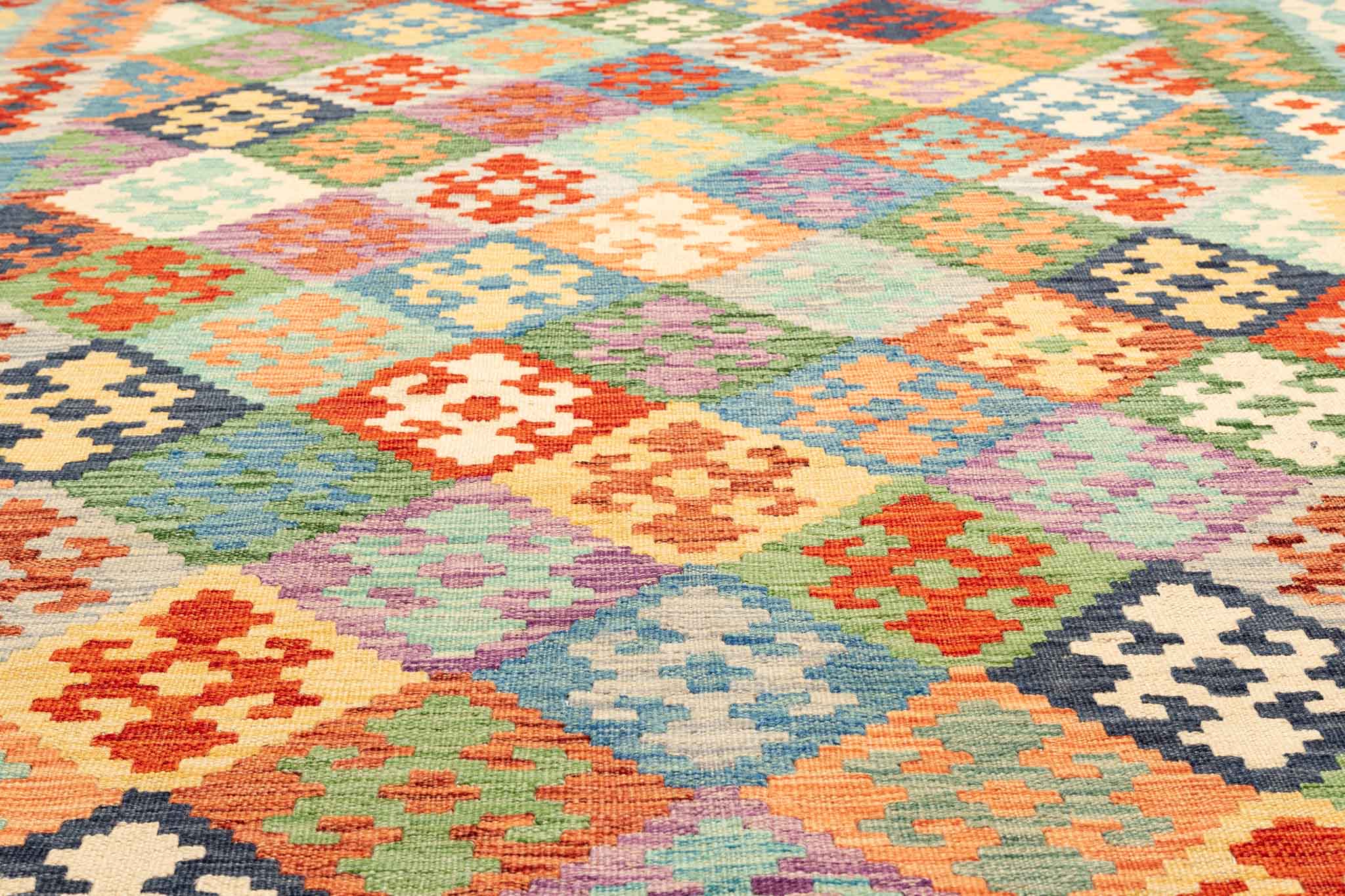 Handgewebter Kelim-Teppich aus Schurwolle, 200 × 299 cm