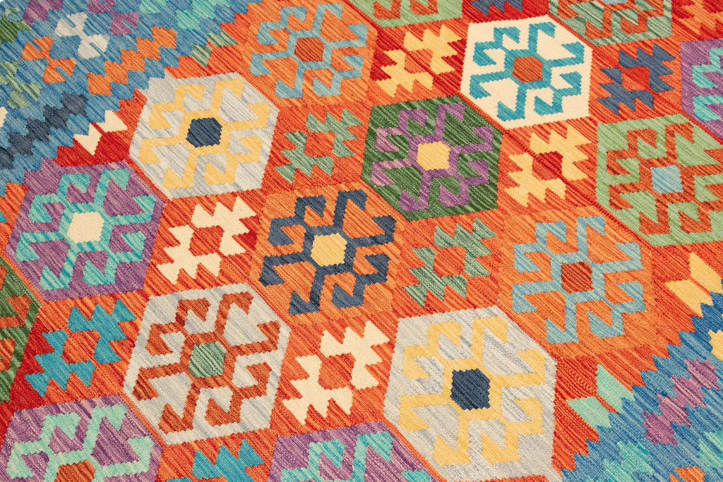 Handgewebter Kelim-Teppich aus Schurwolle, 196 × 289 cm