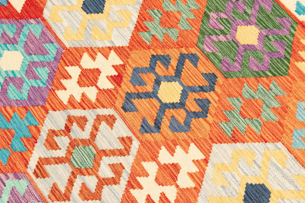 Handgewebter Kelim-Teppich aus Schurwolle, 196 × 289 cm