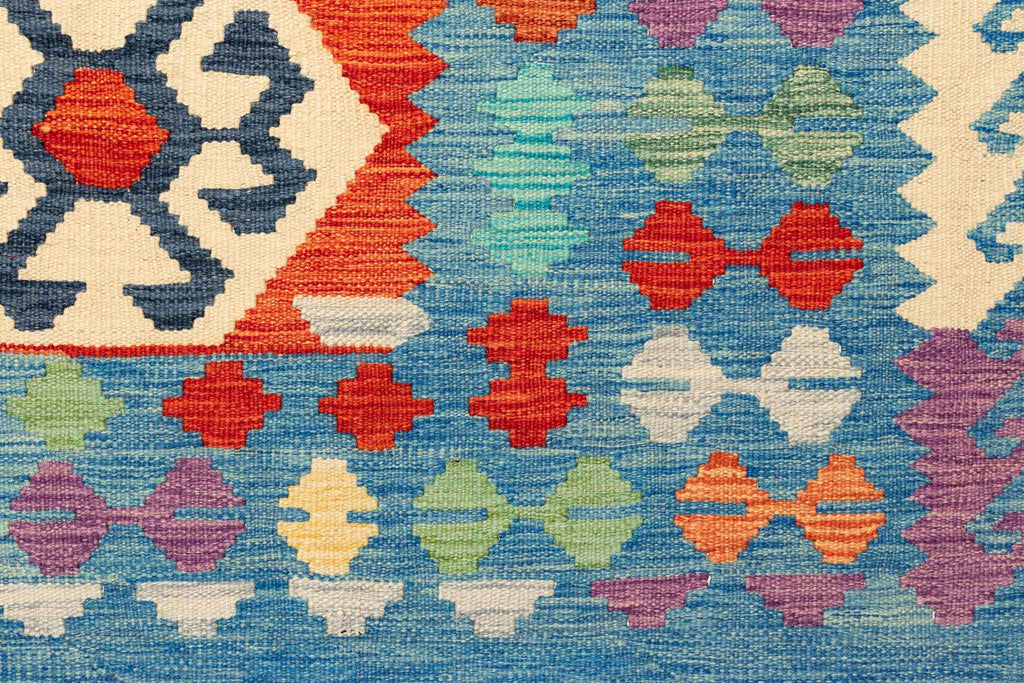Handgewebter Kelim-Teppich aus Schurwolle, 196 × 289 cm