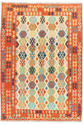 Handgewebter Kelim-Teppich aus Schurwolle, 208 × 299 cm
