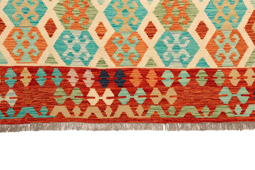 Handgewebter Kelim-Teppich aus Schurwolle, 208 × 299 cm
