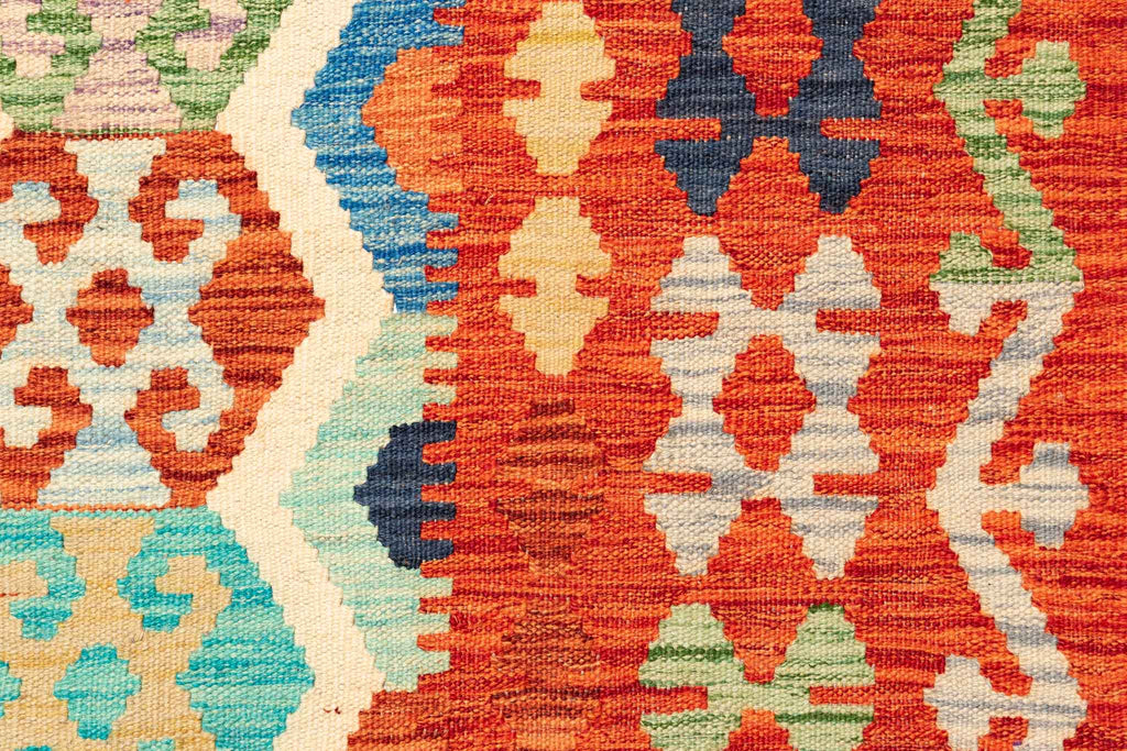 Handgewebter Kelim-Teppich aus Schurwolle, 208 × 299 cm