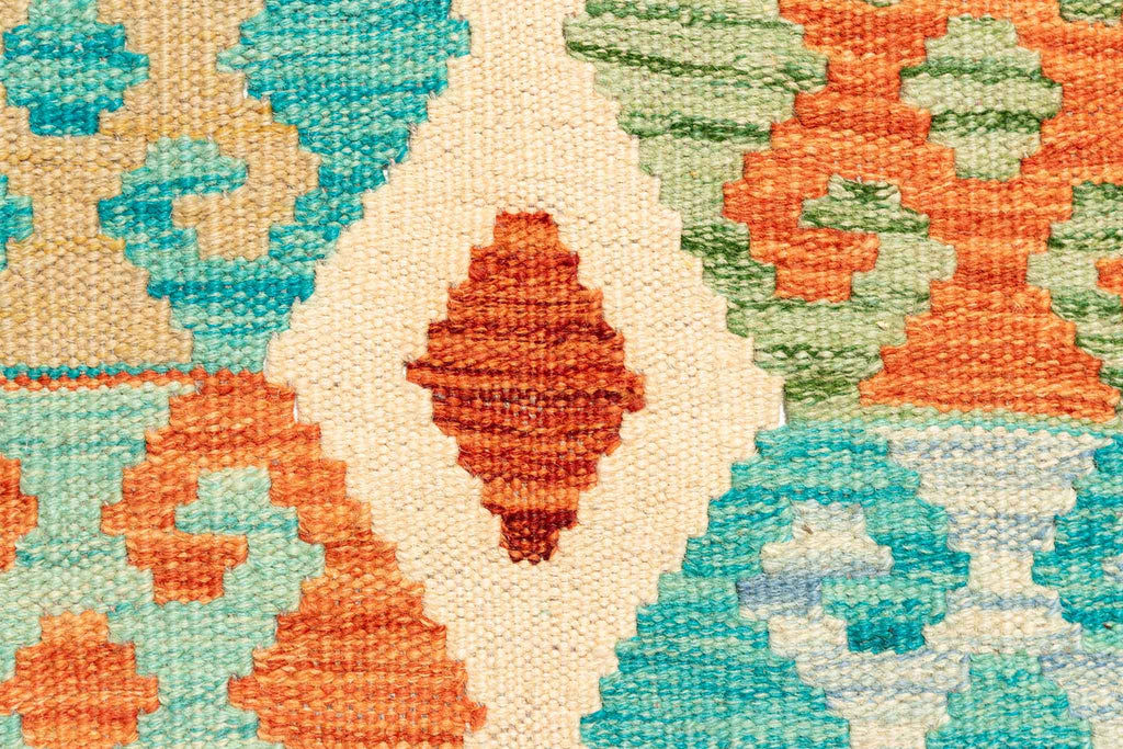 Handgewebter Kelim-Teppich aus Schurwolle, 208 × 299 cm