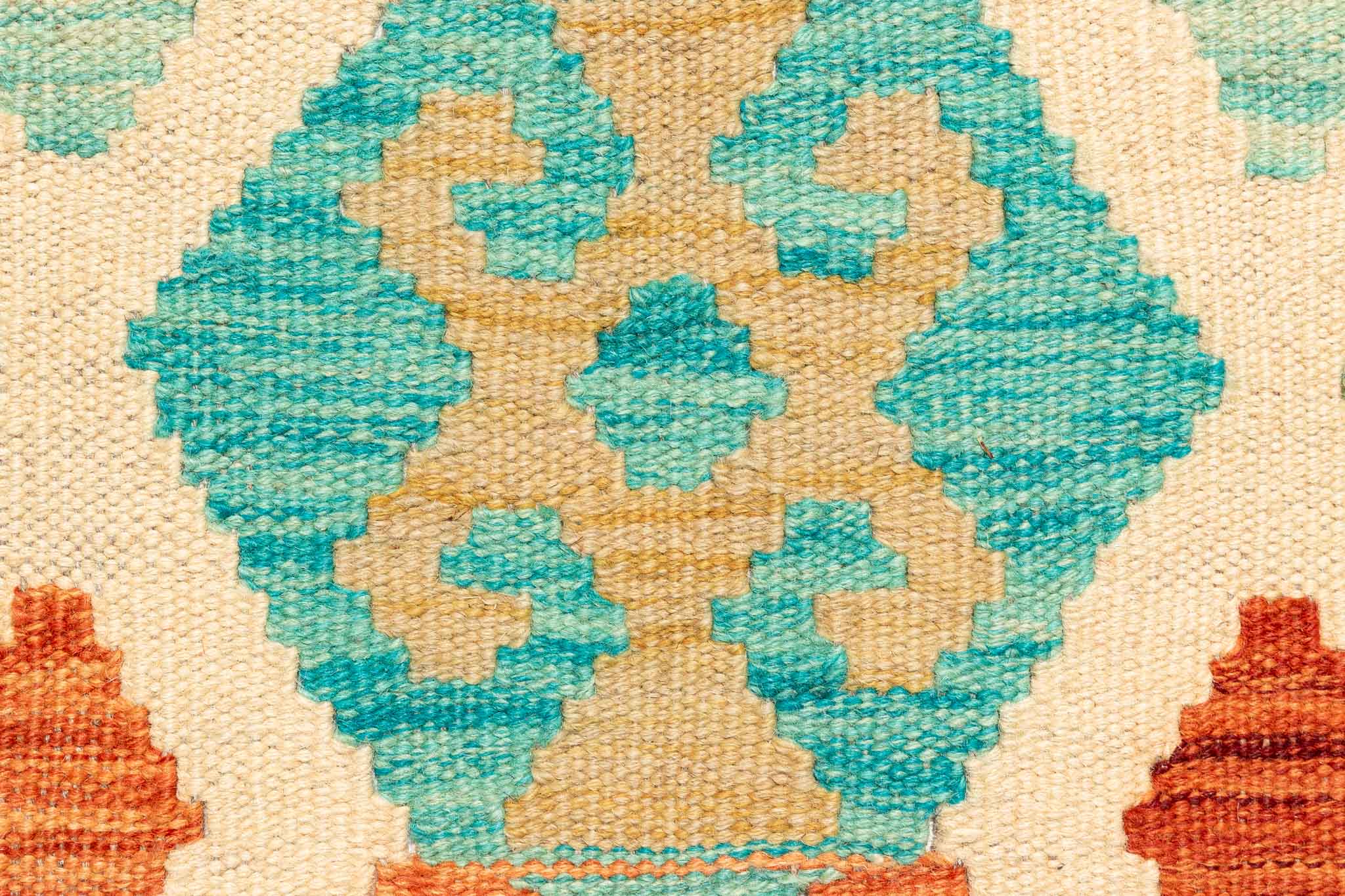 Handgewebter Kelim-Teppich aus Schurwolle, 208 × 299 cm