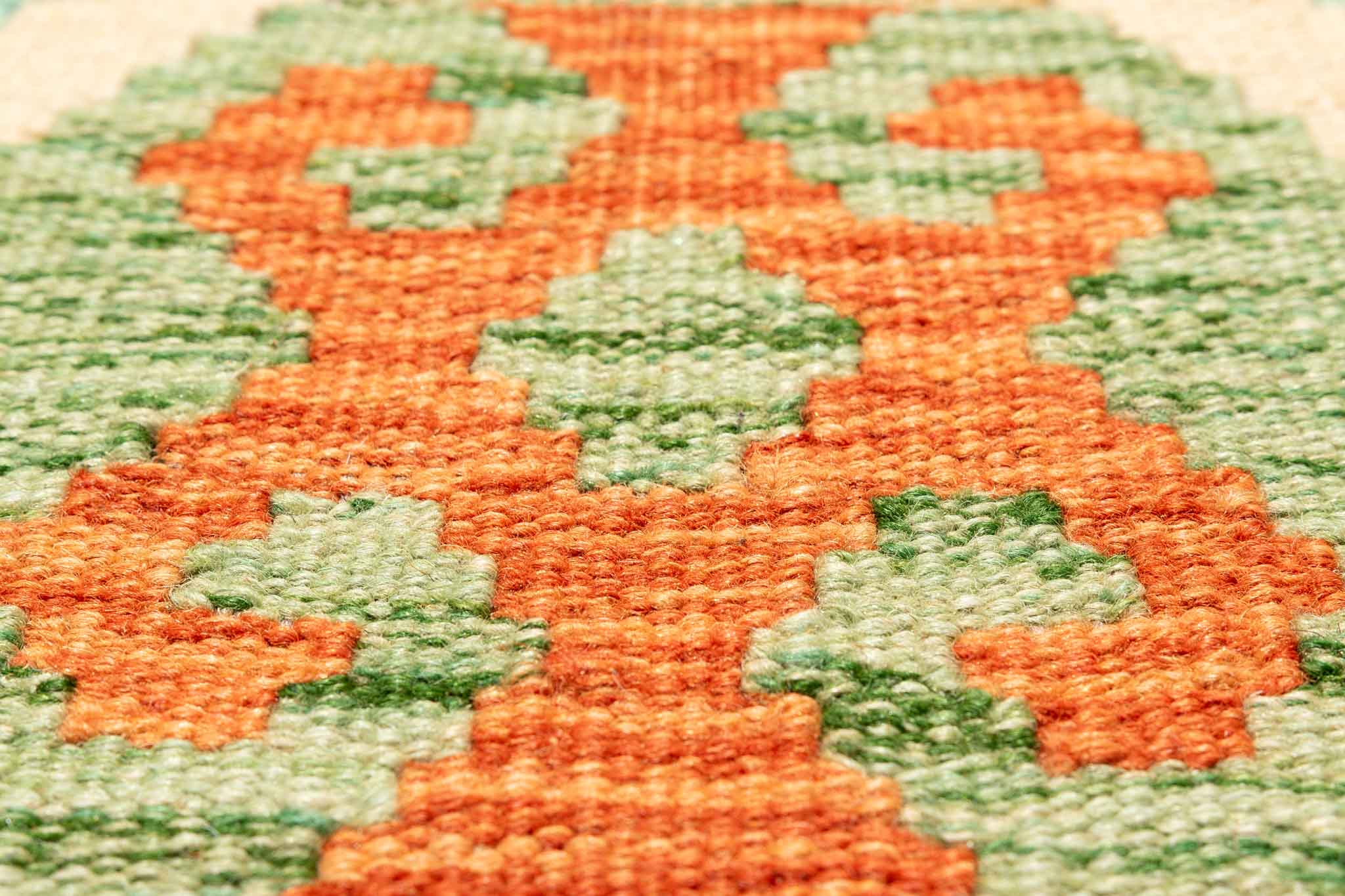 Handgewebter Kelim-Teppich aus Schurwolle, 208 × 299 cm
