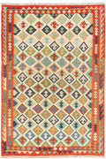 Handgewebter Kelim-Teppich aus Schurwolle, 200 × 293 cm
