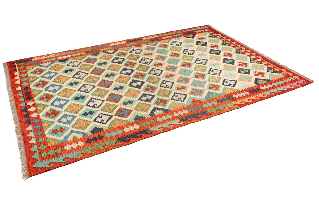 Handgewebter Kelim-Teppich aus Schurwolle, 200 × 293 cm