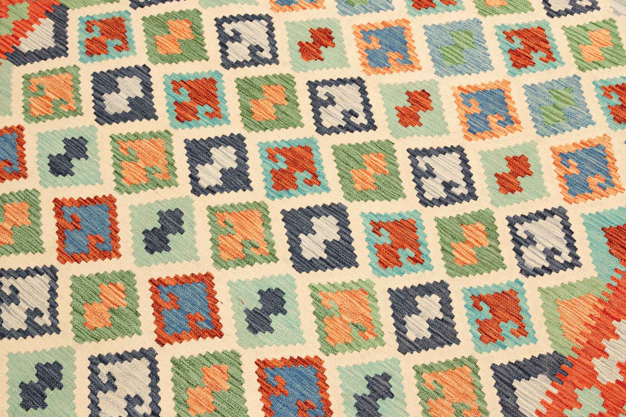 Handgewebter Kelim-Teppich aus Schurwolle, 200 × 293 cm