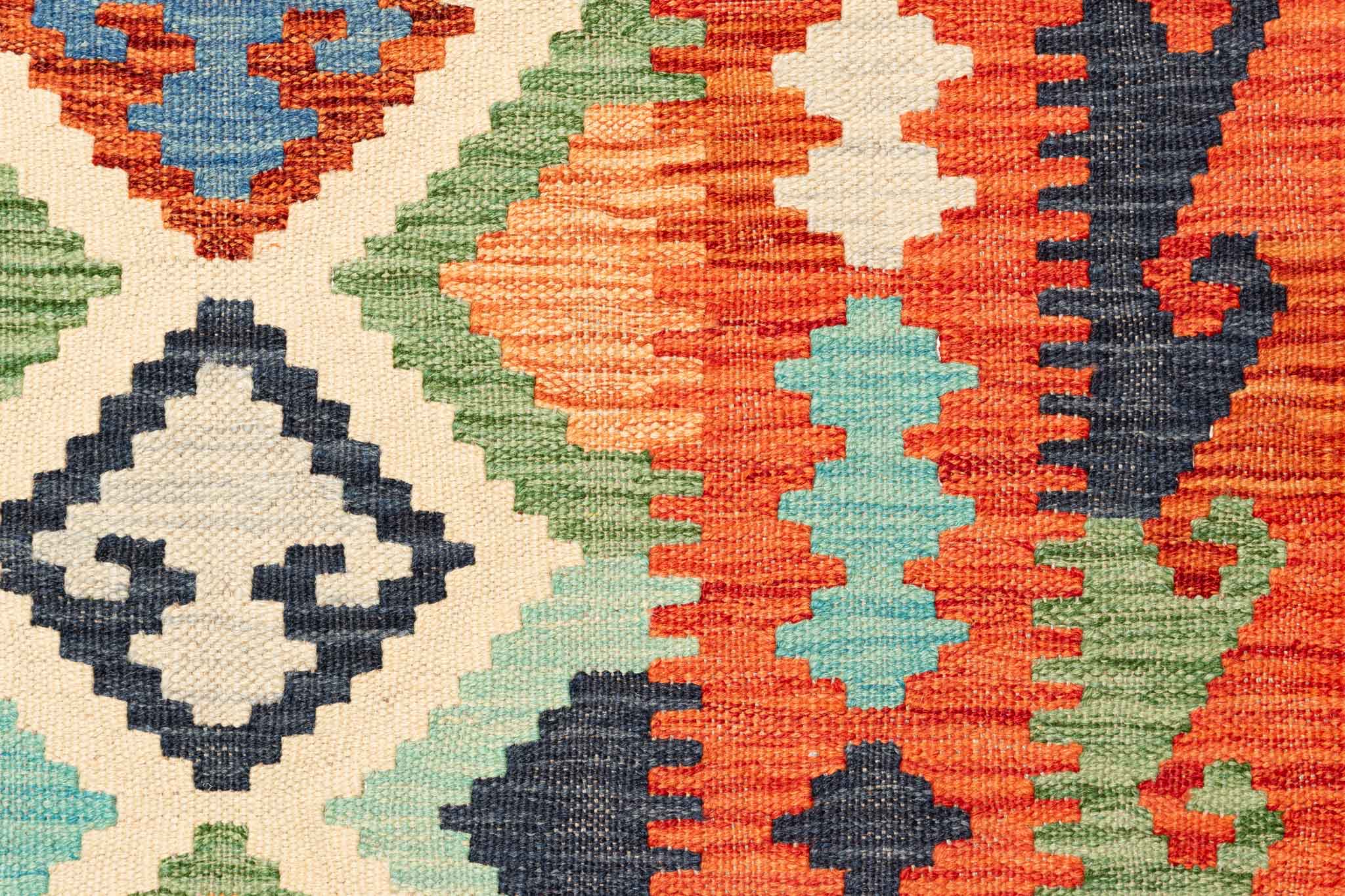 Handgewebter Kelim-Teppich aus Schurwolle, 200 × 293 cm