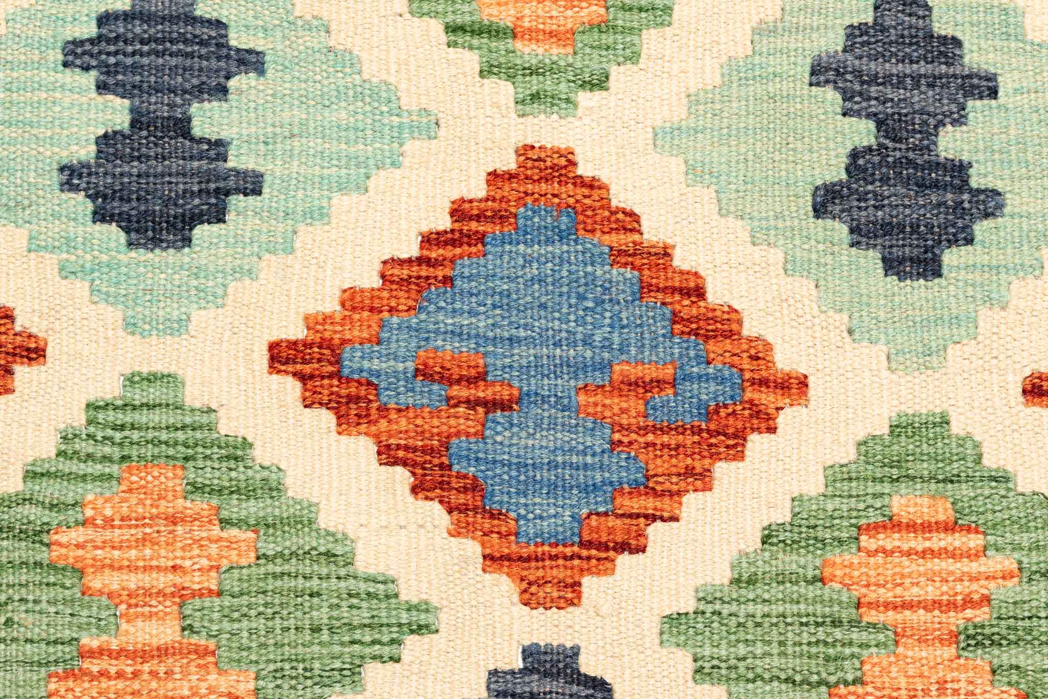 Handgewebter Kelim-Teppich aus Schurwolle, 200 × 293 cm