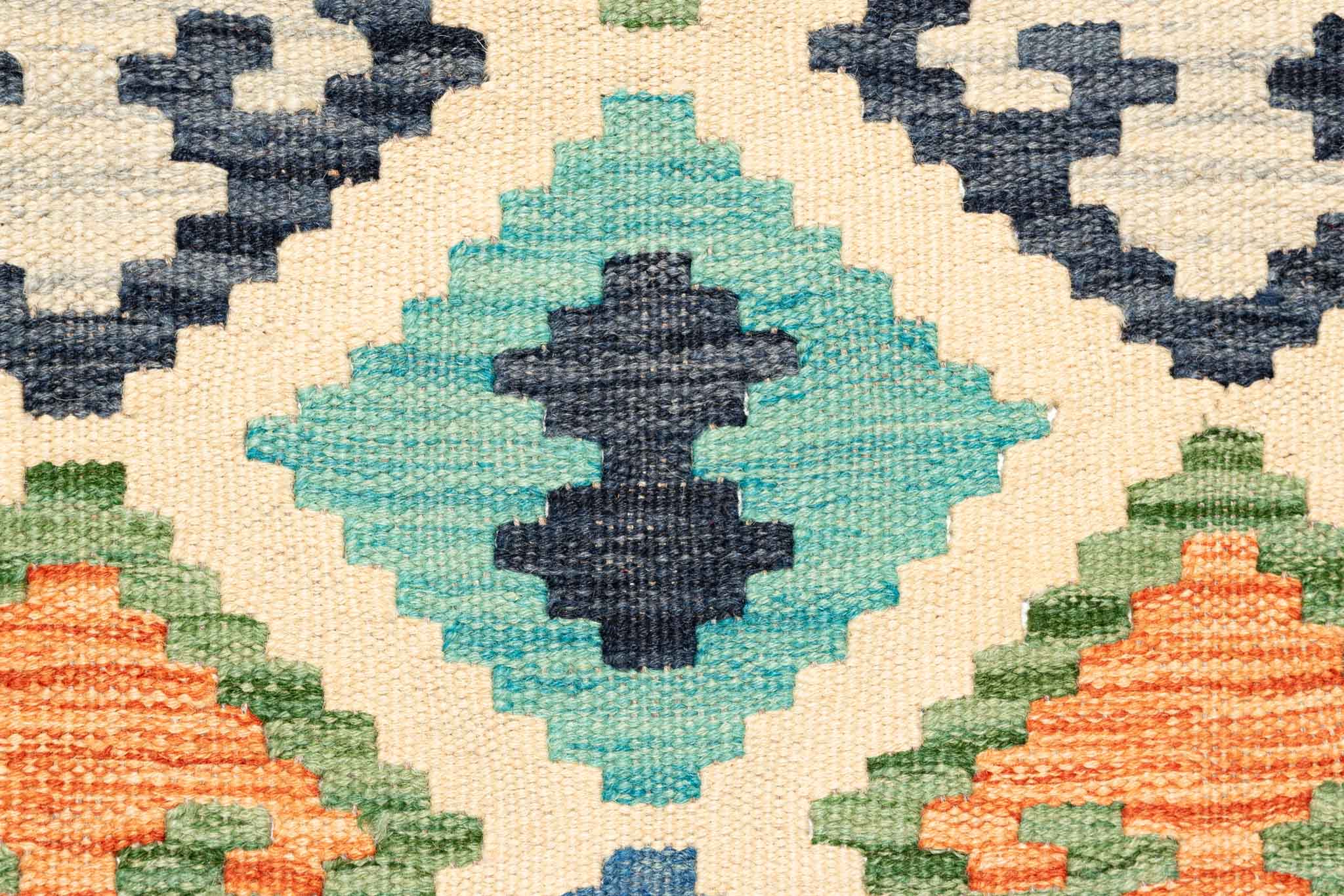 Handgewebter Kelim-Teppich aus Schurwolle, 200 × 293 cm