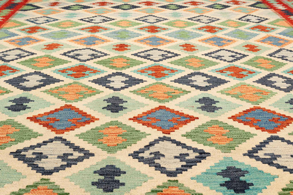 Handgewebter Kelim-Teppich aus Schurwolle, 200 × 293 cm