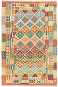 Handgewebter Kelim-Teppich aus Schurwolle, 203 × 310 cm