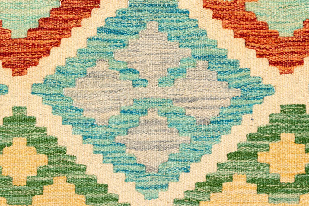 Handgewebter Kelim-Teppich aus Schurwolle, 203 × 310 cm