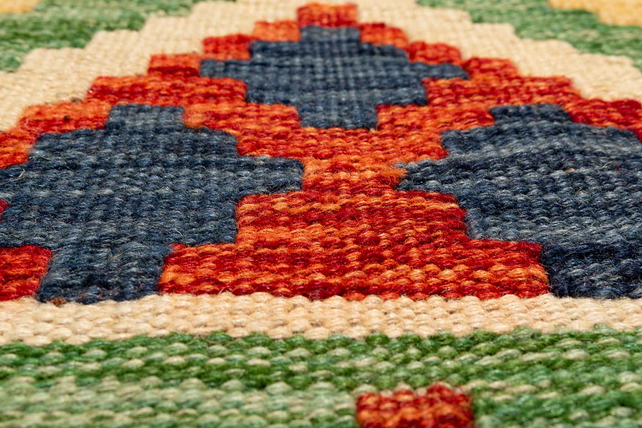 Handgewebter Kelim-Teppich aus Schurwolle, 203 × 310 cm