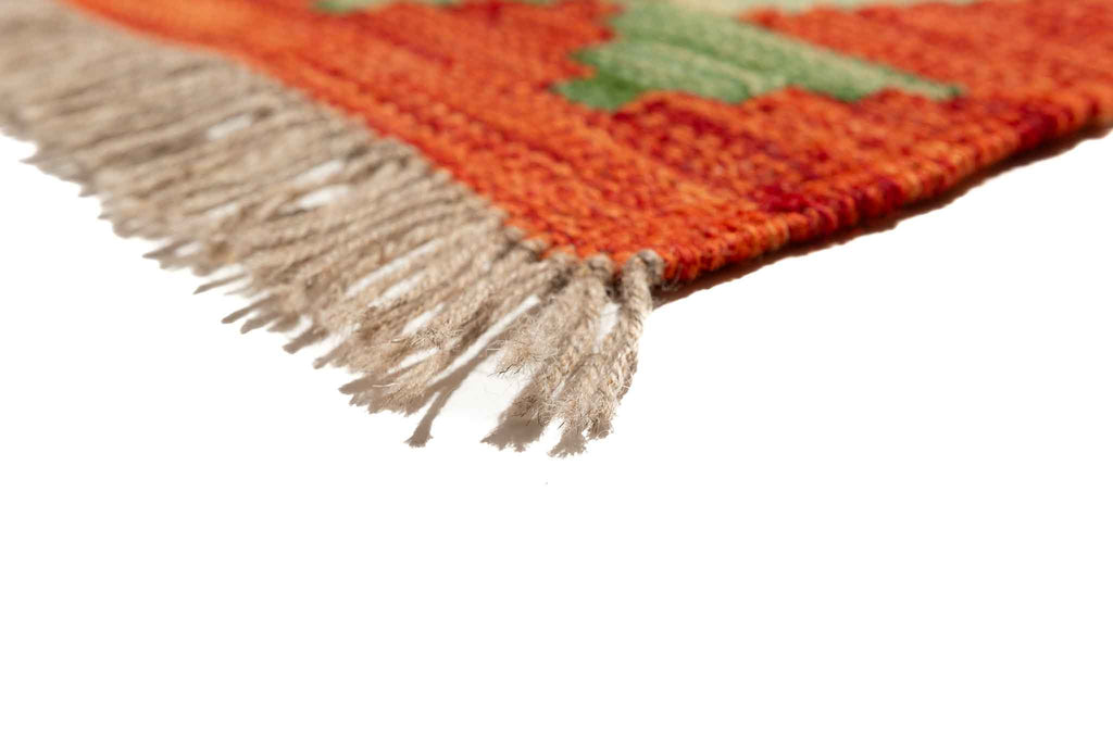 Handgewebter Kelim-Teppich aus Schurwolle, 203 × 310 cm