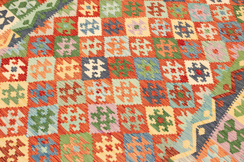 Handgewebter Kelim-Teppich aus Schurwolle, 202 × 298 cm