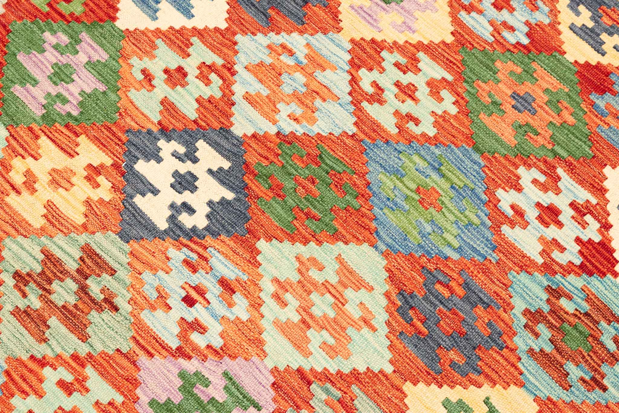 Handgewebter Kelim-Teppich aus Schurwolle, 202 × 298 cm