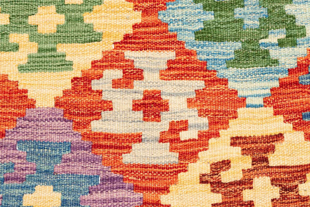 Handgewebter Kelim-Teppich aus Schurwolle, 202 × 298 cm