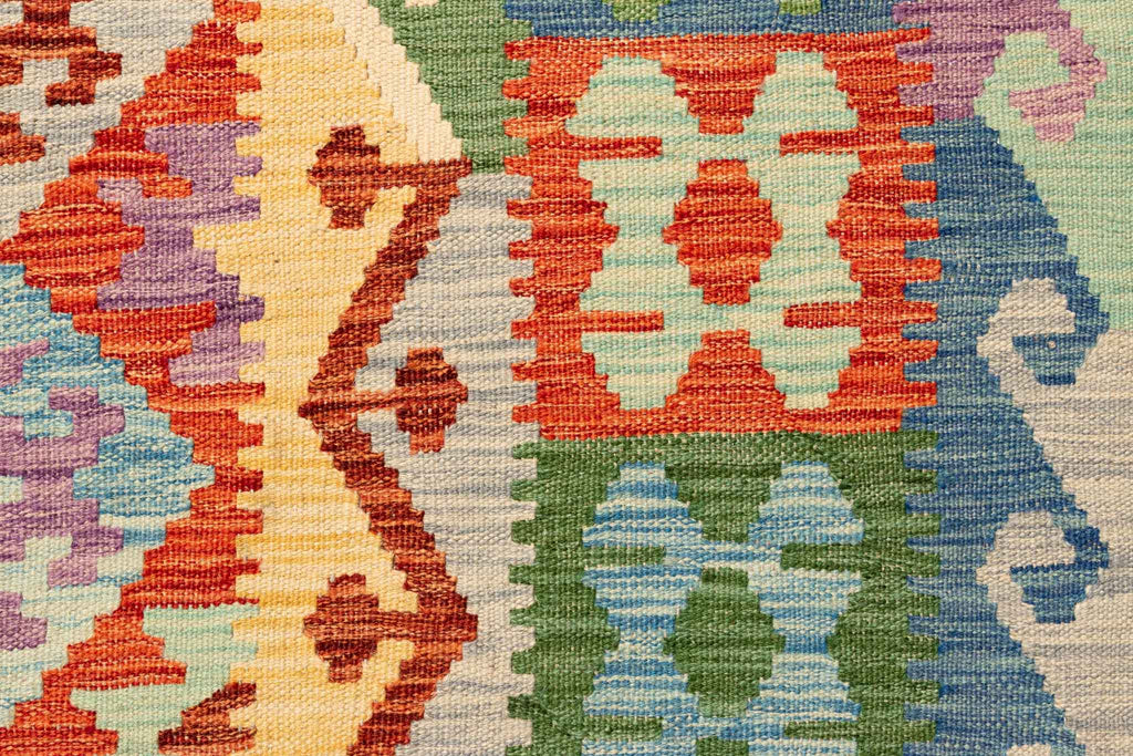 Handgewebter Kelim-Teppich aus Schurwolle, 202 × 298 cm