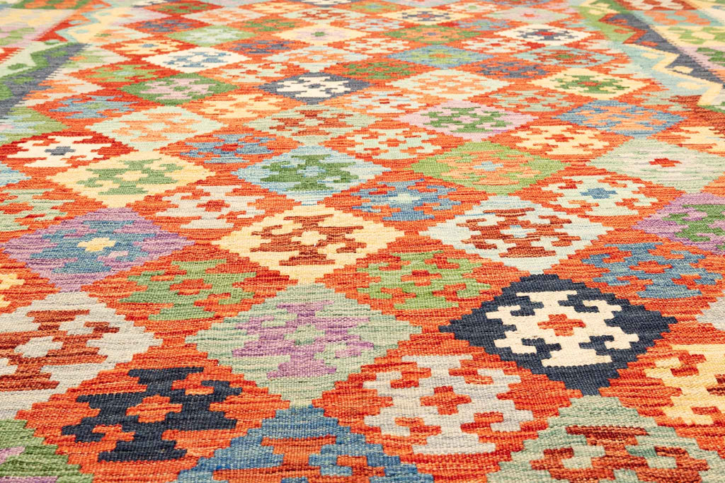 Handgewebter Kelim-Teppich aus Schurwolle, 202 × 298 cm