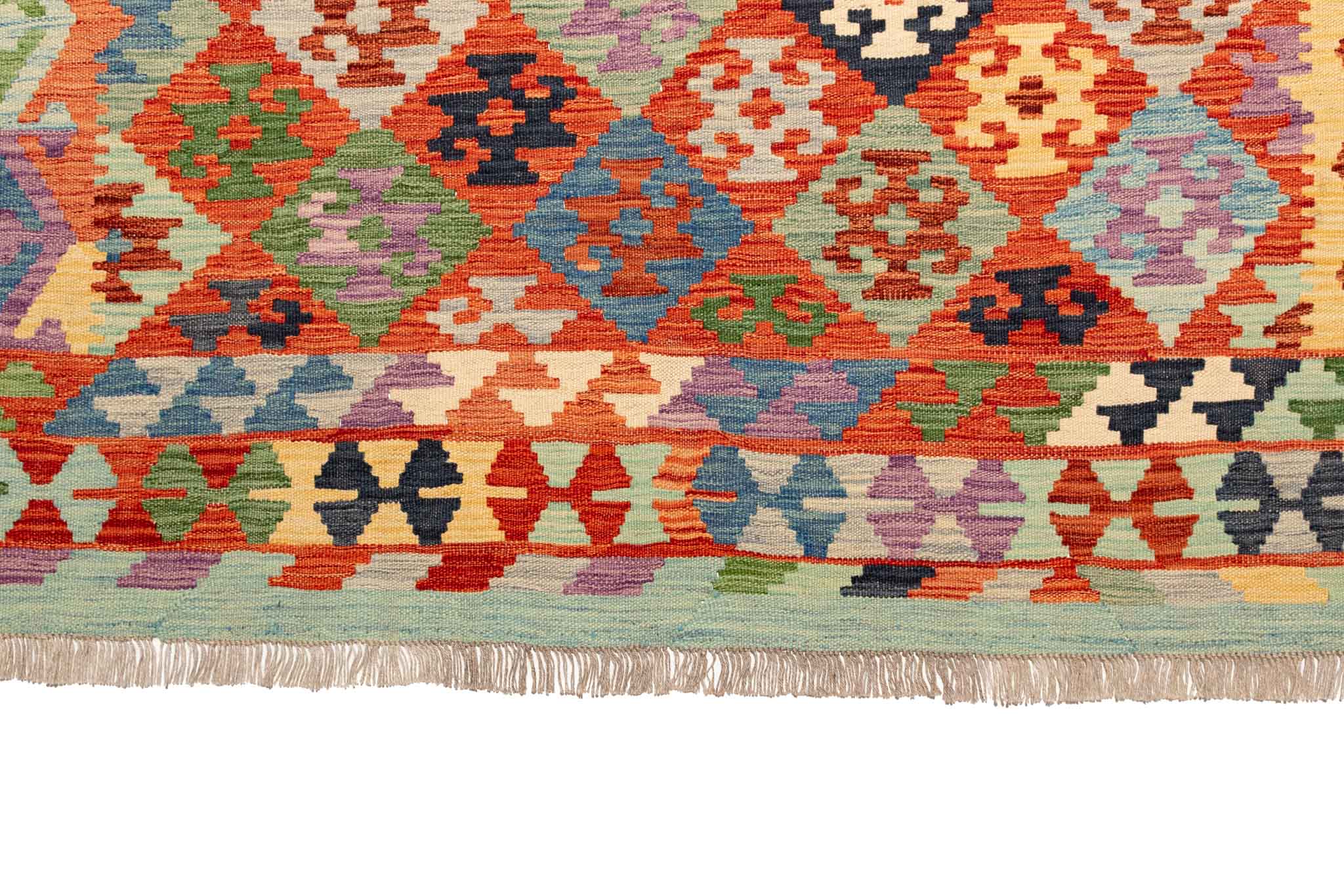 Handgewebter Kelim-Teppich aus Schurwolle, 202 × 298 cm