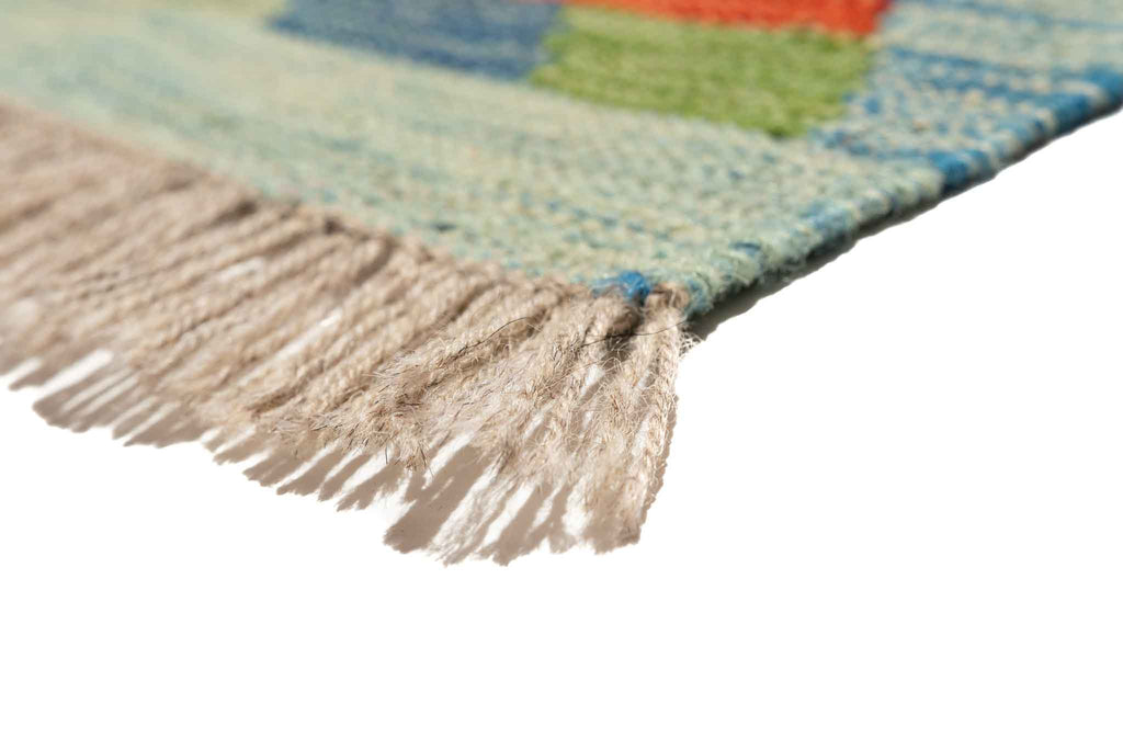 Handgewebter Kelim-Teppich aus Schurwolle, 202 × 298 cm