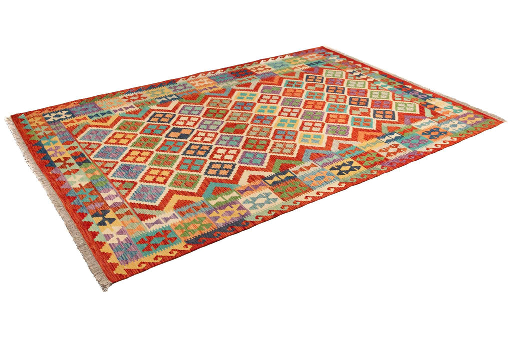 Handgewebter Kelim-Teppich aus Schurwolle, 200 × 296 cm