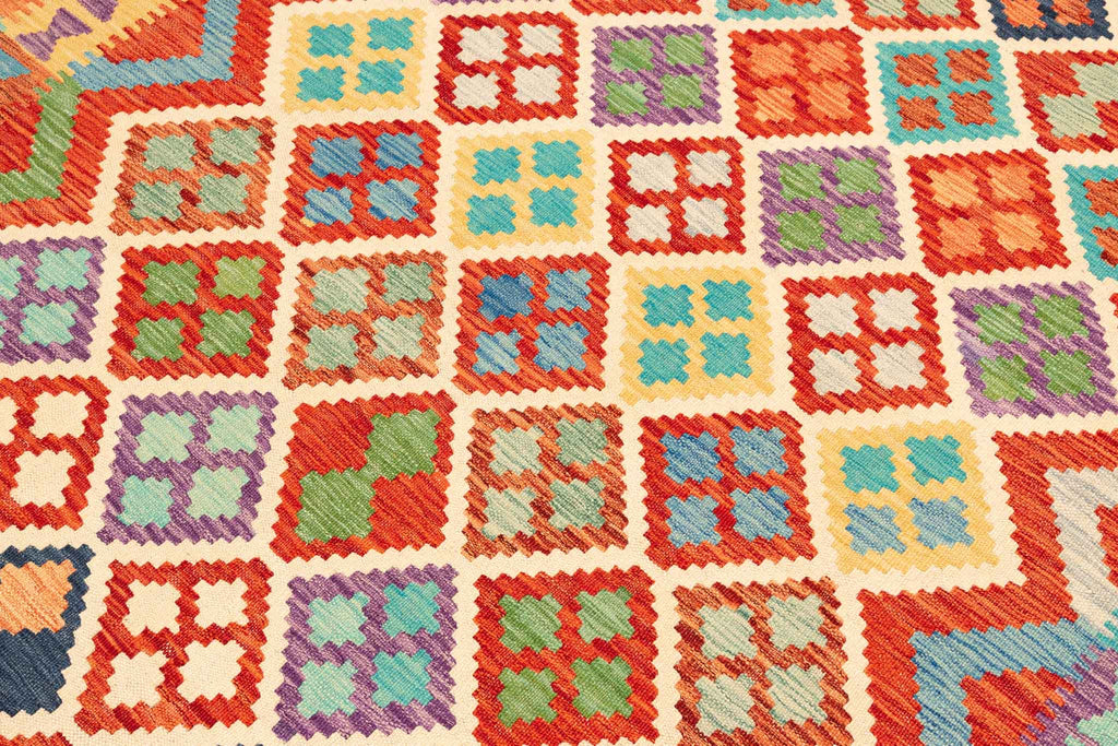 Handgewebter Kelim-Teppich aus Schurwolle, 200 × 296 cm