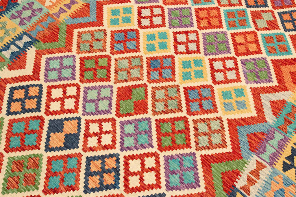 Handgewebter Kelim-Teppich aus Schurwolle, 200 × 296 cm