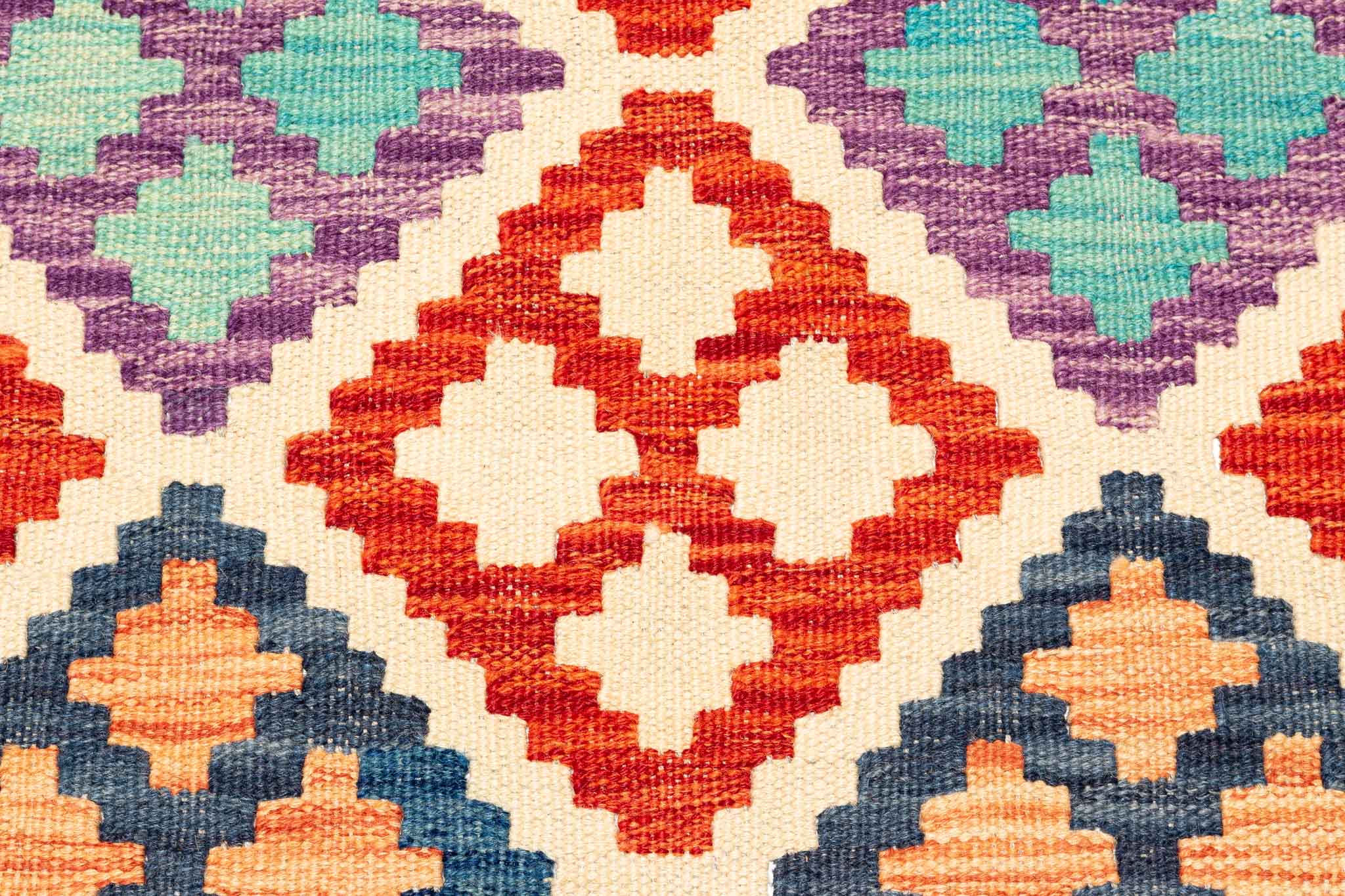 Handgewebter Kelim-Teppich aus Schurwolle, 200 × 296 cm