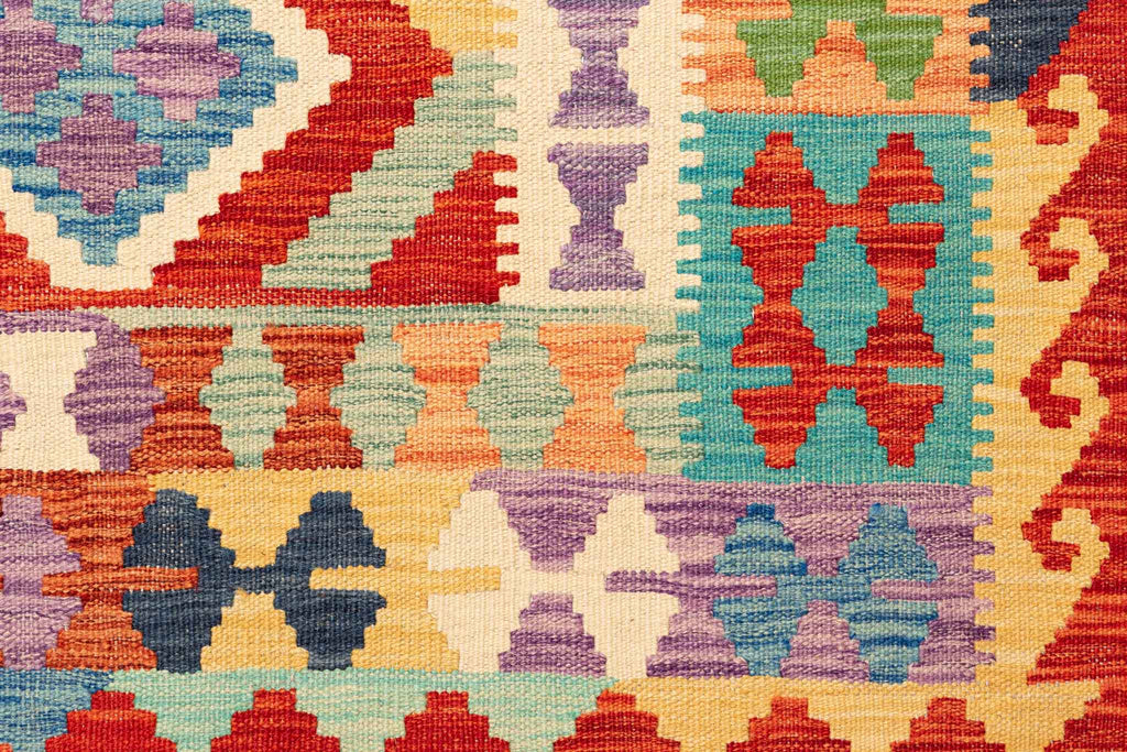 Handgewebter Kelim-Teppich aus Schurwolle, 200 × 296 cm