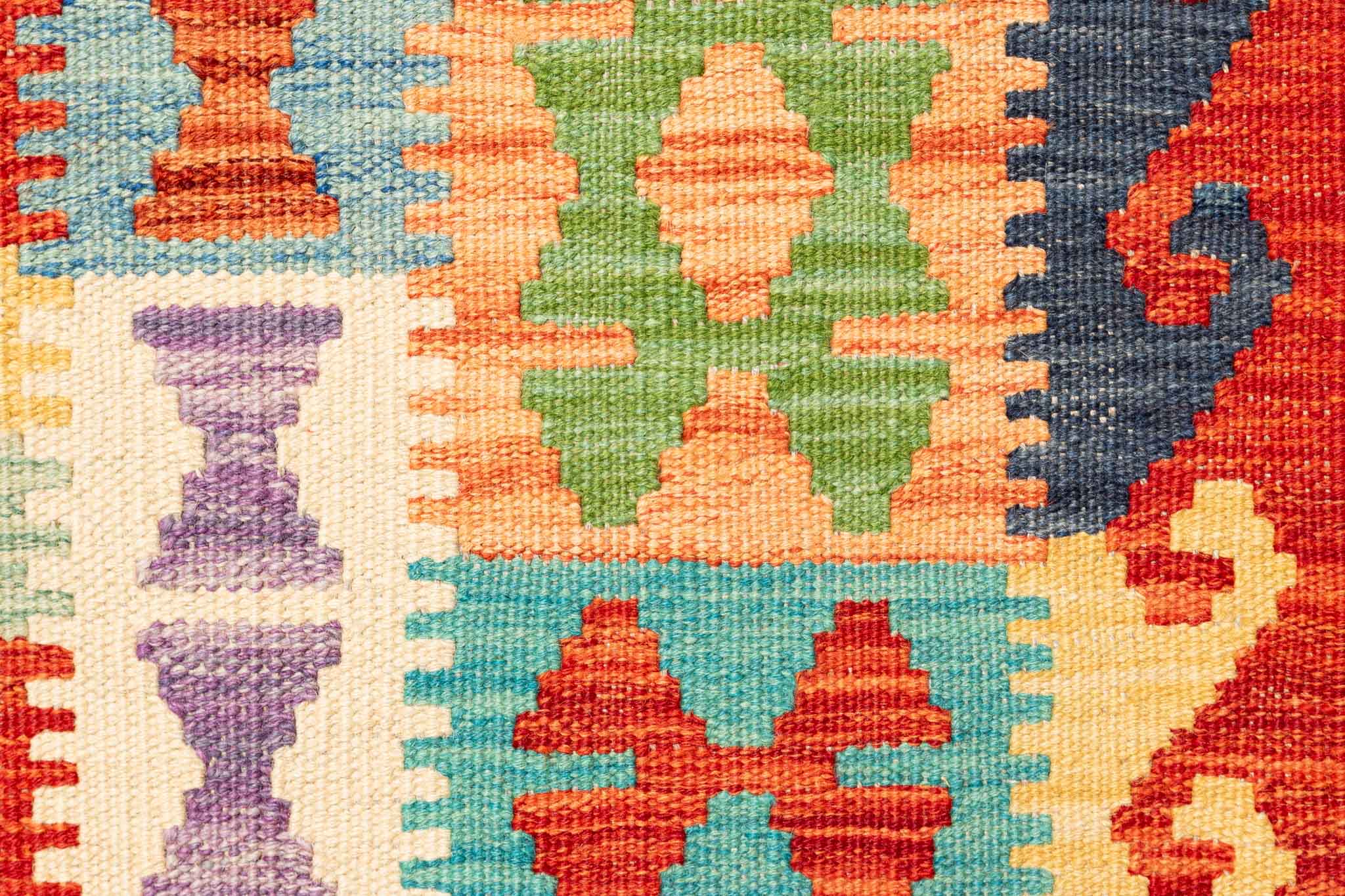 Handgewebter Kelim-Teppich aus Schurwolle, 200 × 296 cm