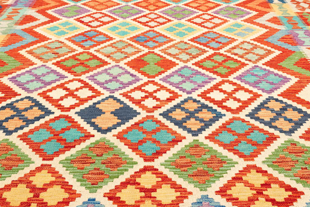 Handgewebter Kelim-Teppich aus Schurwolle, 200 × 296 cm