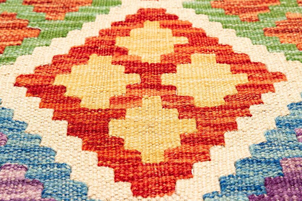 Handgewebter Kelim-Teppich aus Schurwolle, 200 × 296 cm