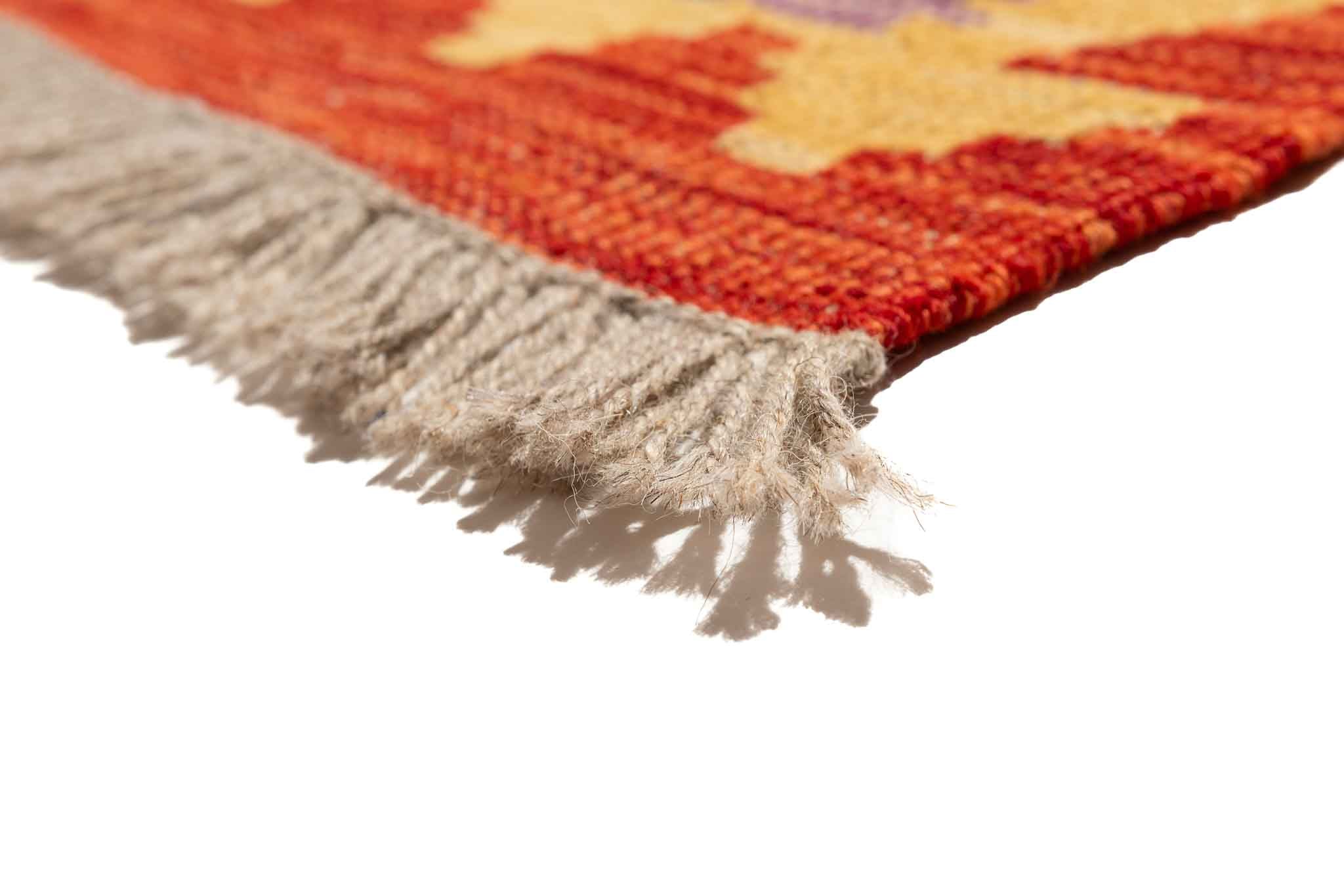 Handgewebter Kelim-Teppich aus Schurwolle, 200 × 296 cm