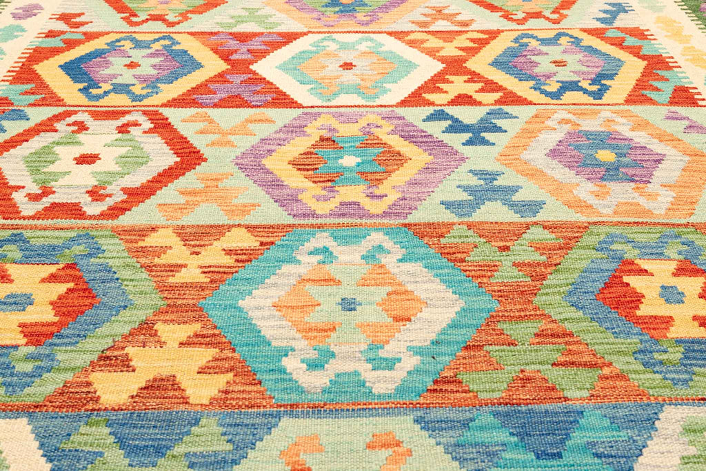 Handgewebter Kelim-Teppich aus Schurwolle, 203 × 297 cm
