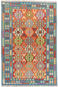 Handgewebter Kelim-Teppich aus Schurwolle, 194 × 292 cm