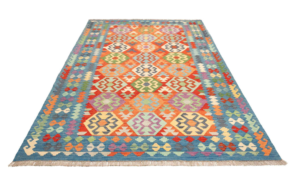 Handgewebter Kelim-Teppich aus Schurwolle, 194 × 292 cm