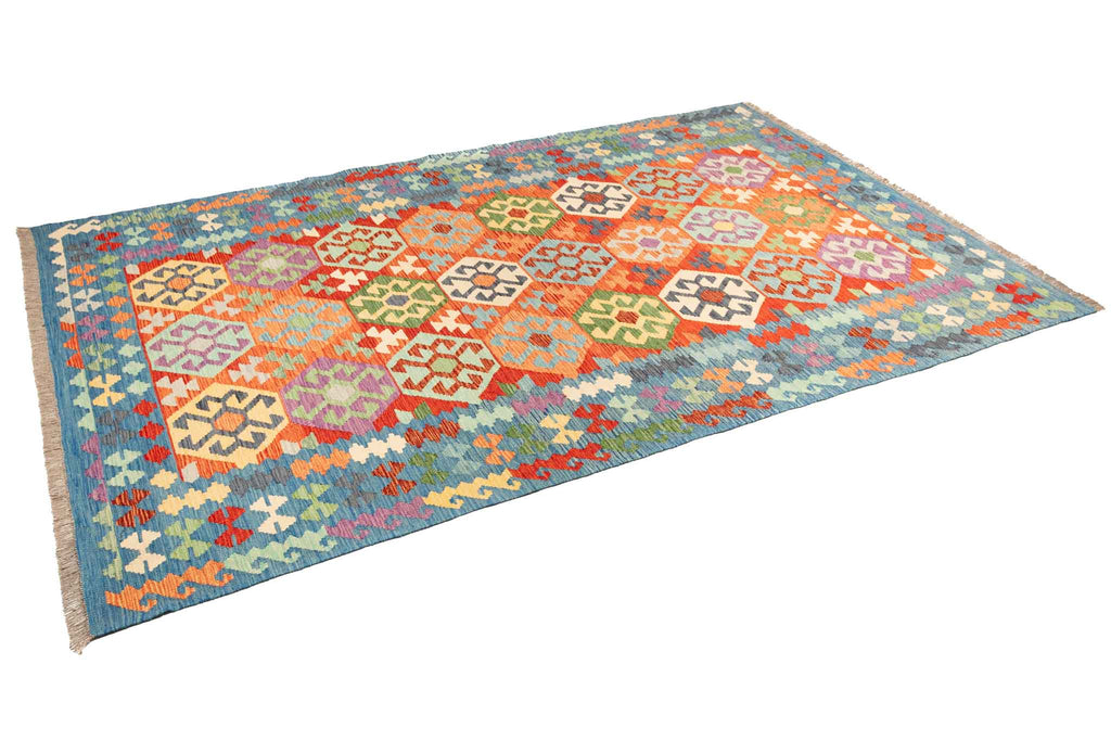 Handgewebter Kelim-Teppich aus Schurwolle, 194 × 292 cm
